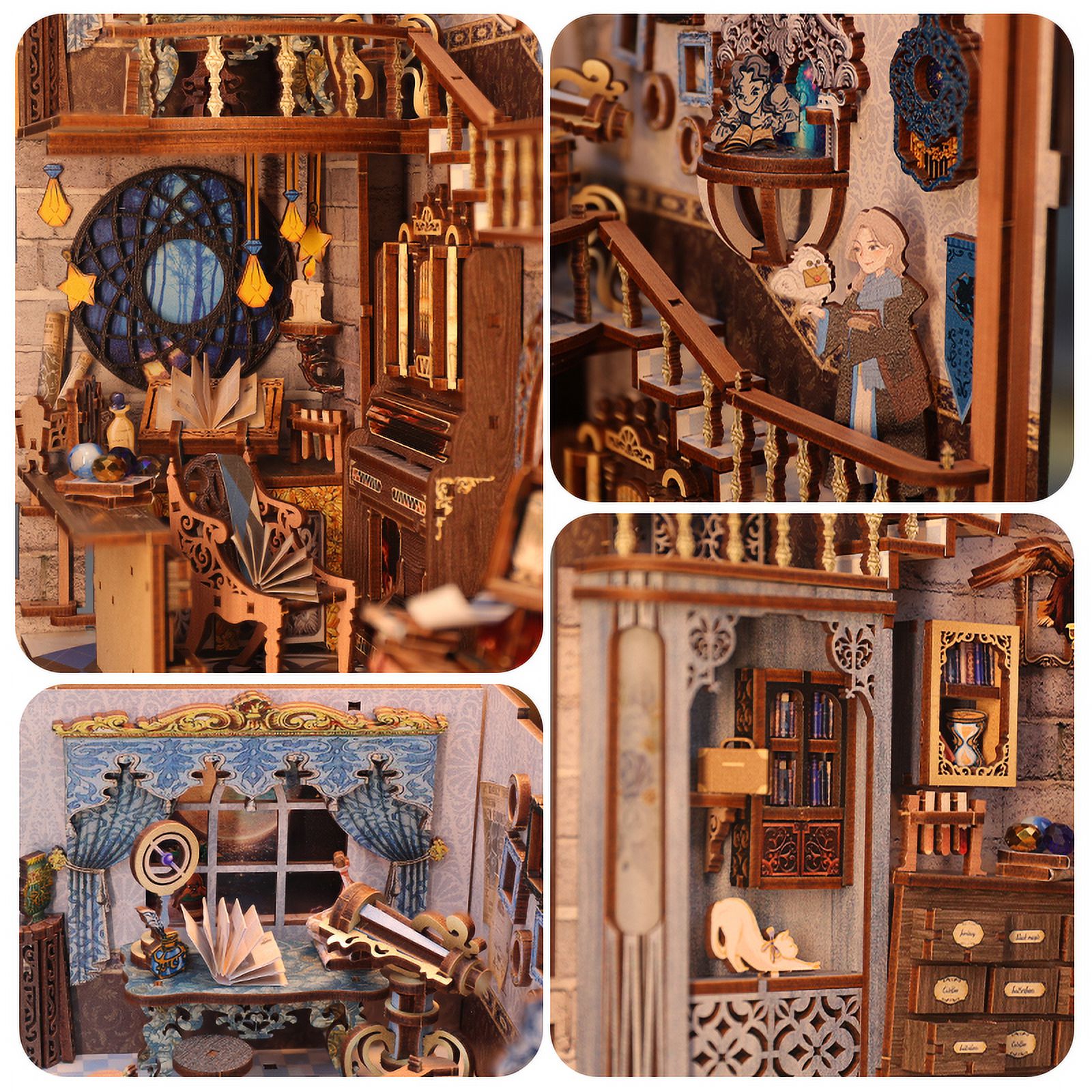 Tradeopia Puzzle en bois 3D – Kit DIY Salle Commune Nebula Bibliothèque Miniature