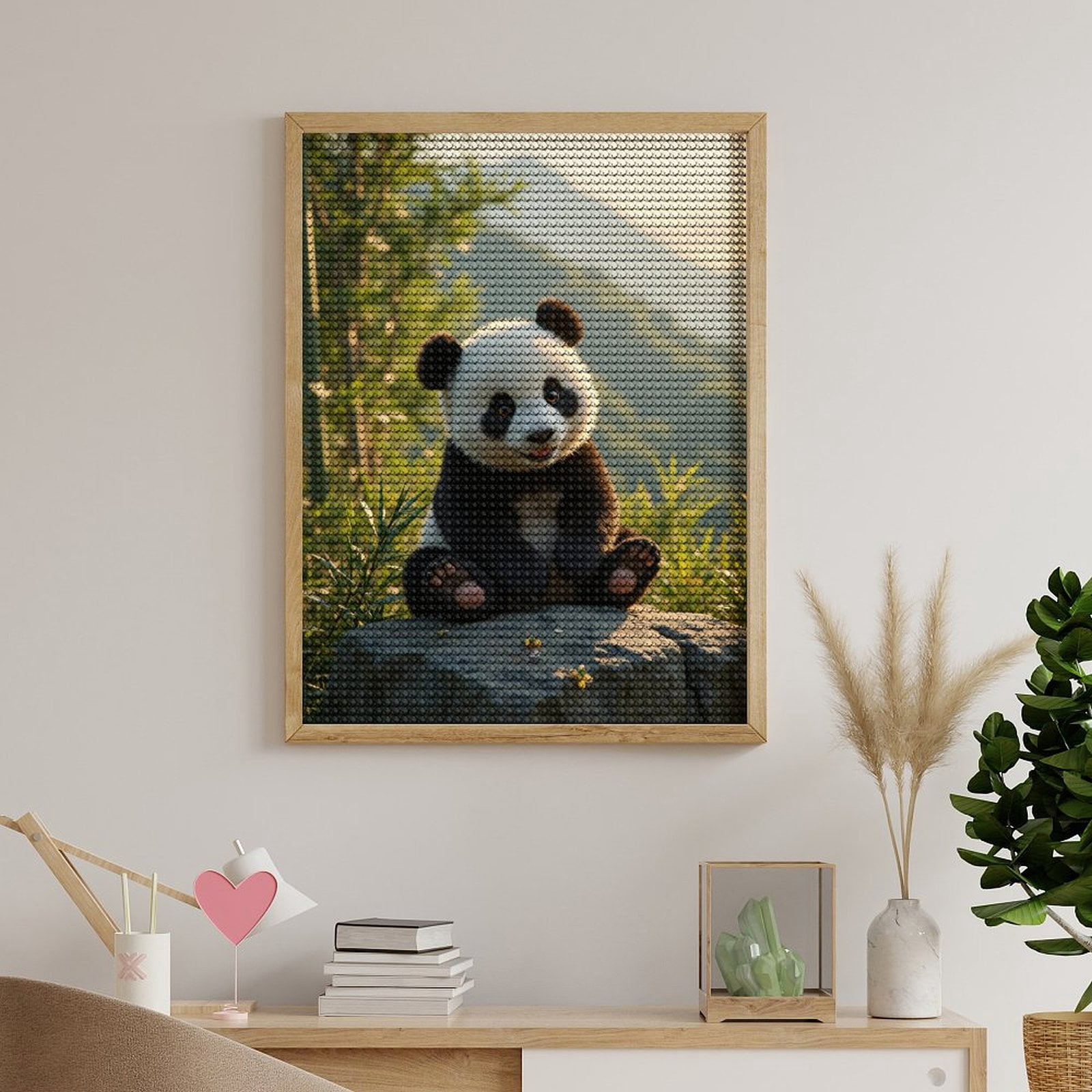 Diamond Art Kits for Adults, Panda Cute Sitting Forest 5D Diamond Painting Kits for Adults Beginners, DIY Full Drill Diamond Painting, Gem Art and Crafts 12x16