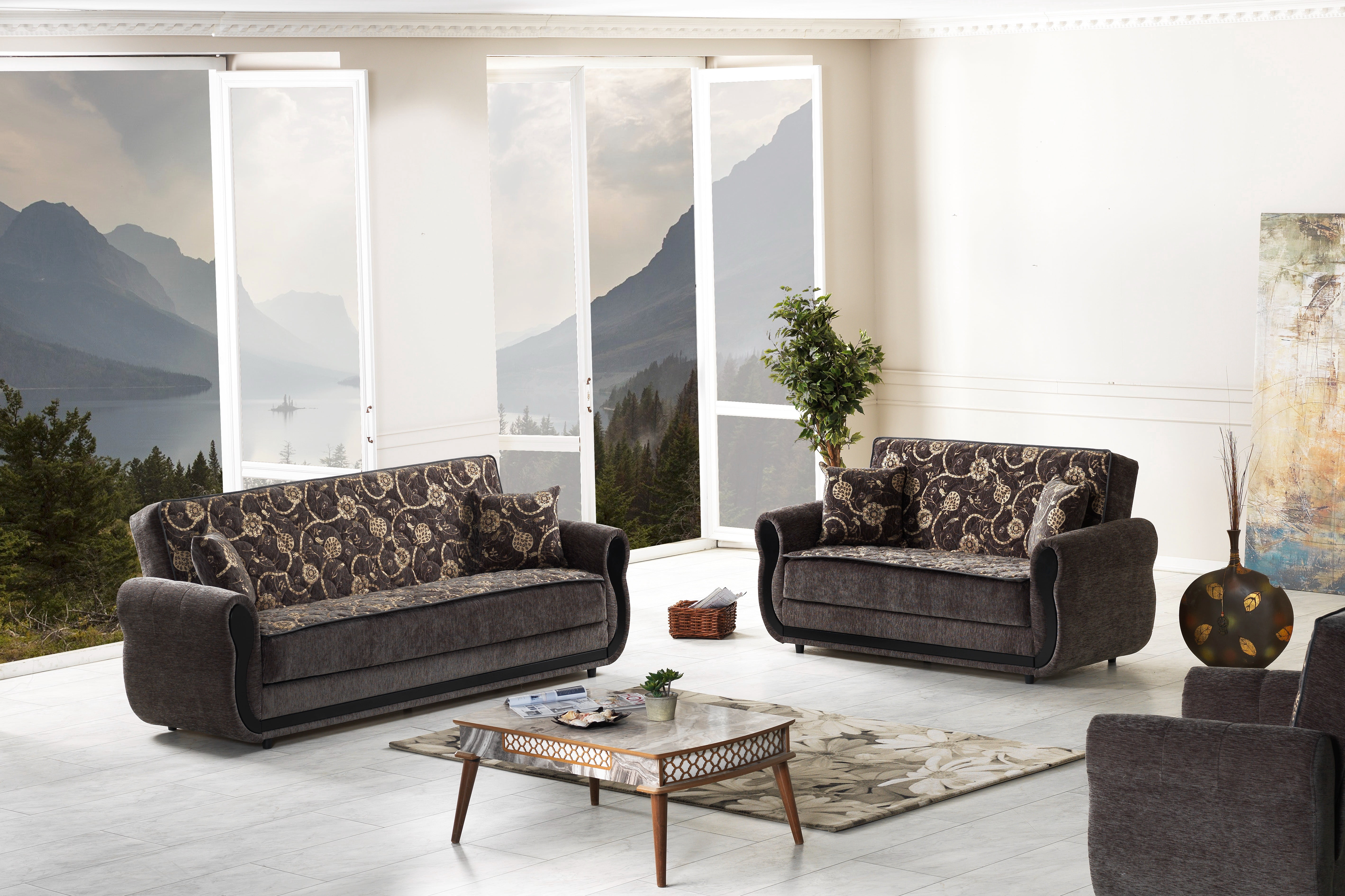 Ottomanson Convertible Sleeper Sofa Bed with Hidden Storage, Firm Comfort Couch, Gray