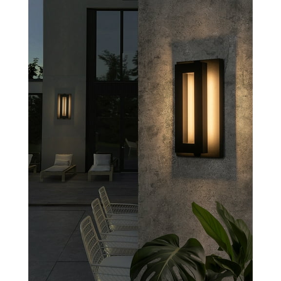 Black 14 inch Modern Outdoor Led Wall Sconce,
