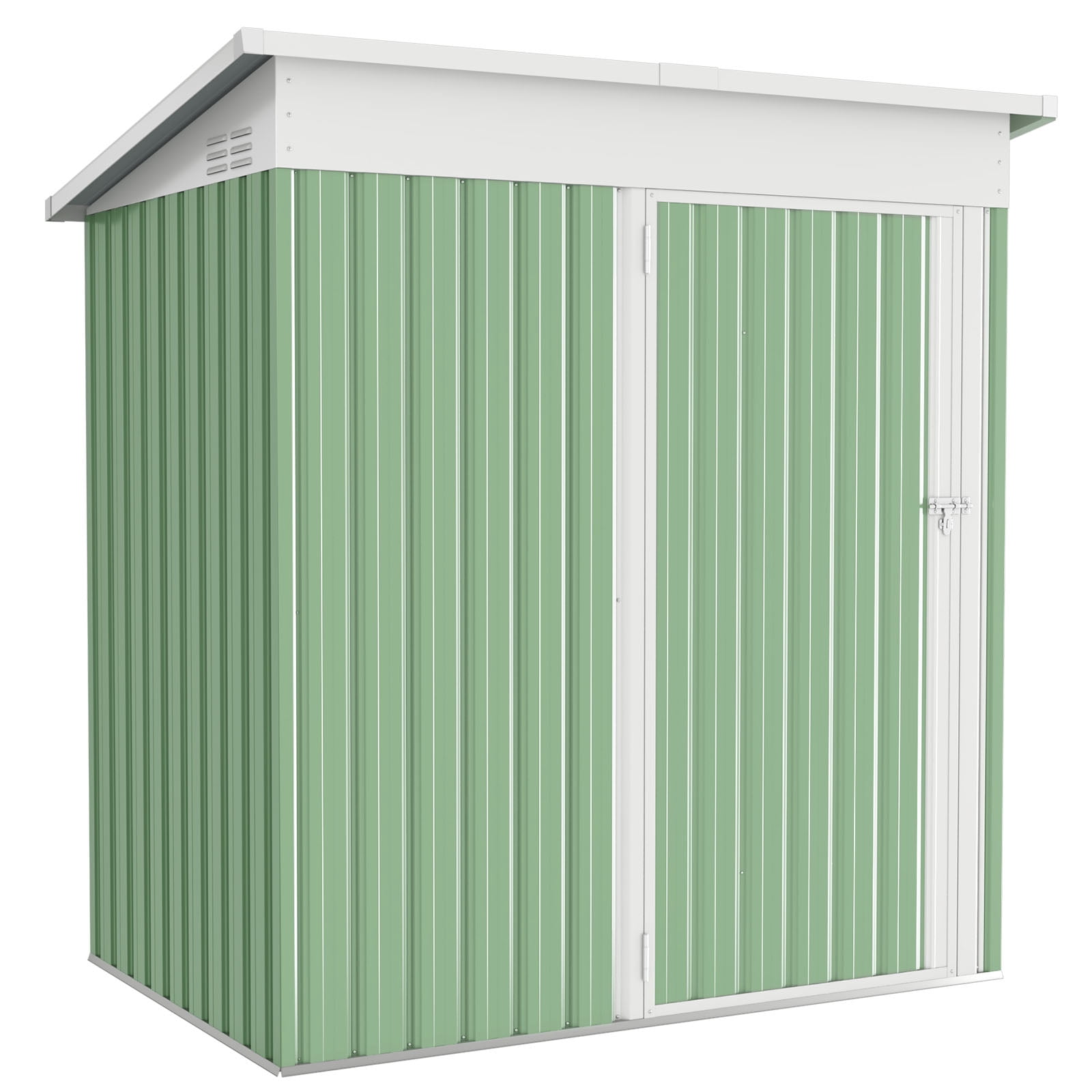 AECOJOY 5' x 3' Outdoor Metal Storage Shed with Lockable Door for Backyard in Green