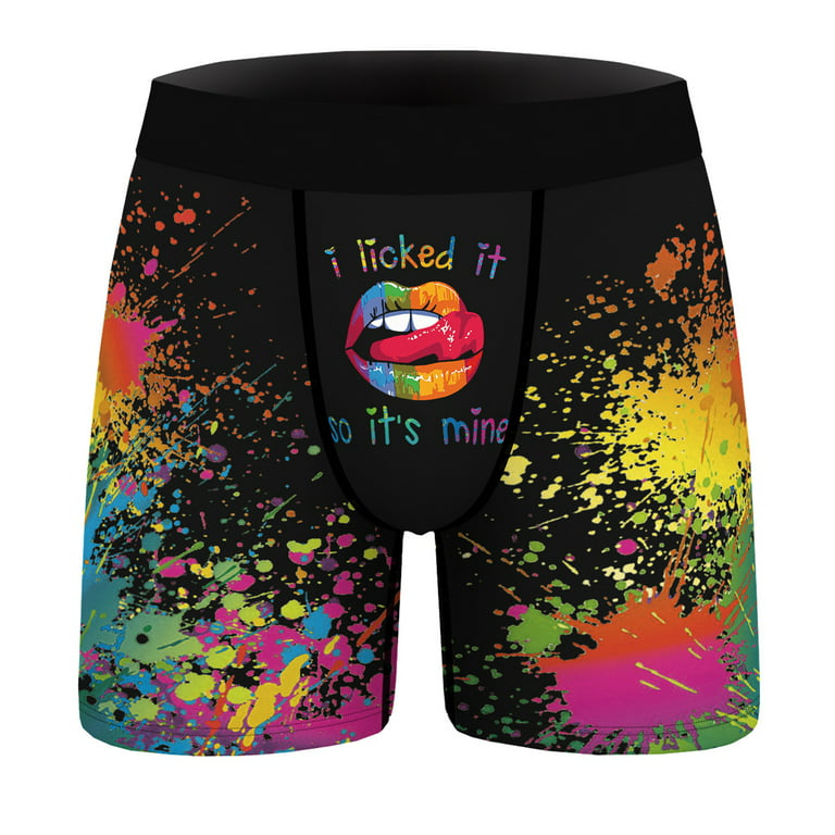 rygai Men Panties Breathable Stretchy Seamless Lint Free Anti-Wrinkle Daily  Wear Soft Fabric Digital Printing Men Boxers Male Clothes,Multicolor,XL 