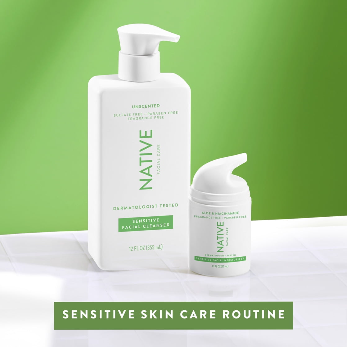 Native Sensitive Facial Cleanser Unscented Sulfate-Free For All Skin Types 12 oz