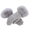 thumbnail image 2 of Women's Winter Touchscreen Gloves, Fleece Lined Thermal Gloves with Furry Cuffs, Double-Layer Thick Warm Gloves for Outdoor Skiing, Cycling and Driving Grey, 2 of 4