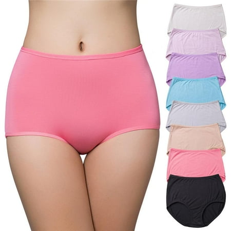

Women High Waist Abdomen Closed Briefs Breathable Stretch Cotton Underwear Solid Panties 8 Colors