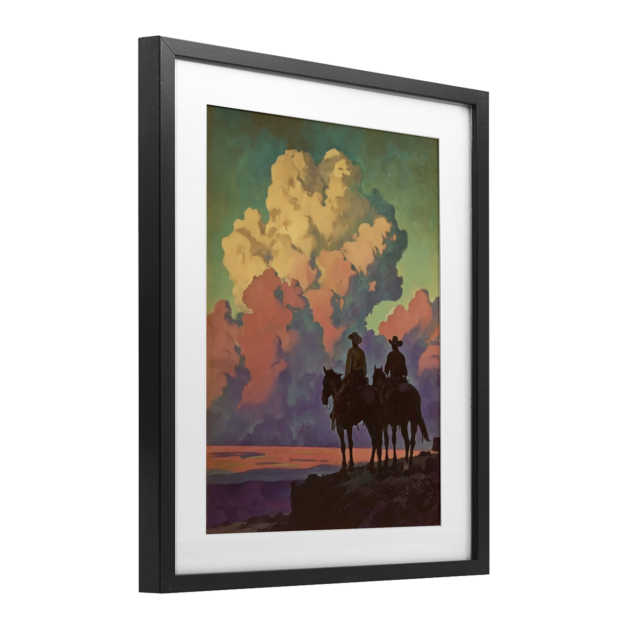 Stupell Industries Cowboys Silhouetted Against Clouds Black Framed Print Under Glass, design by Arlington Prints