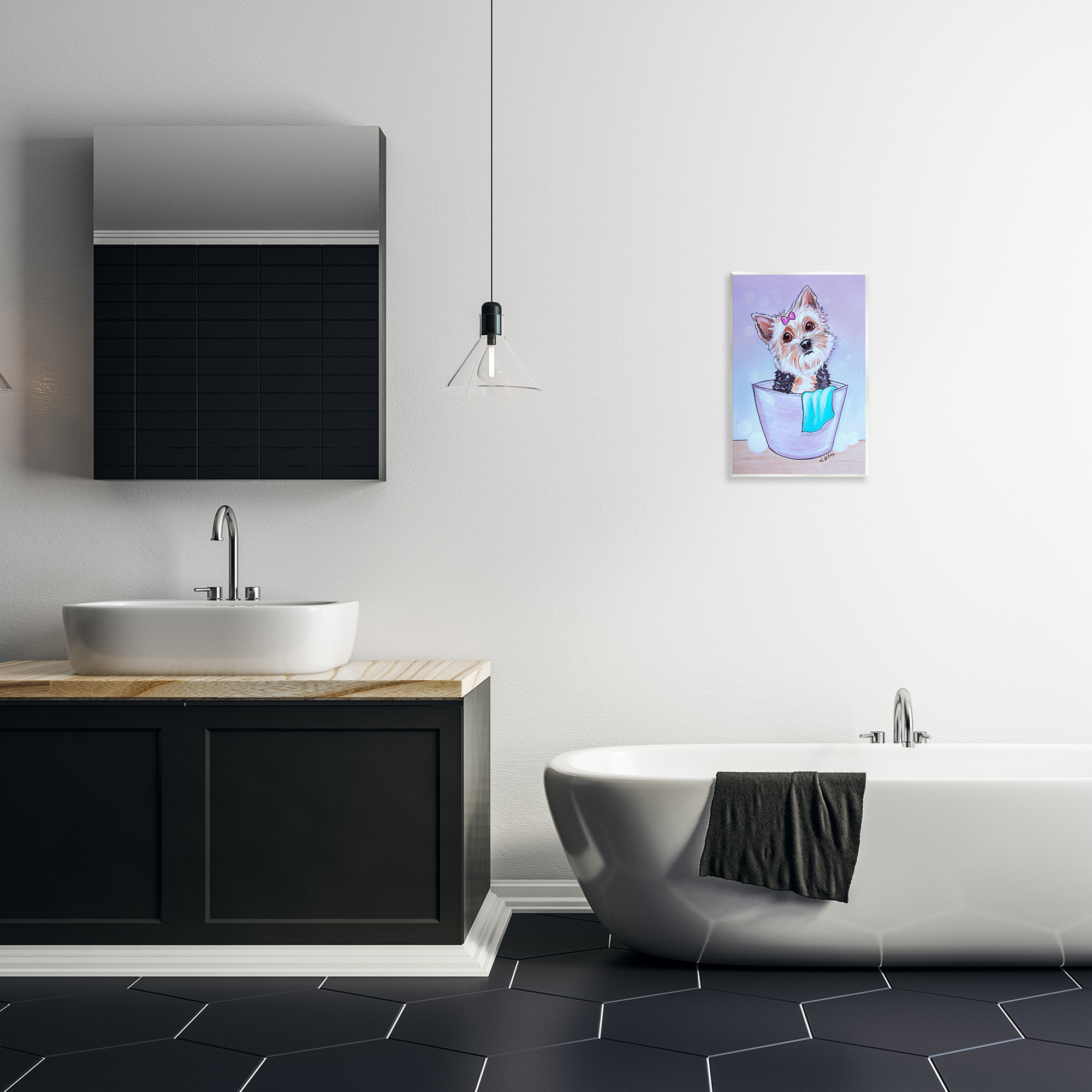 Stupell Industries Terrier with Soap Bubbles Animals & Insects Painting Unframed Art Print Wall Art, 13 x 19