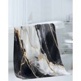 thumbnail image 3 of Marble Black Towel Set of 3, Soft Microfiber Bath Towels, Hand Towel, Washcloths, Abstract Gold White Brick Stone Motif Quick-Dry Absorbent Towels for Bathroom Kitchen Hotel Beach Gym Spa, 3 of 7