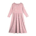 thumbnail image 3 of Inglocry Girl's Long Sleeve Polka Dot Loose Casual Round Neck Holiday Long Maxi Dress with Pockets 5-14 Years Pink 13-14Y, 3 of 4