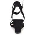 thumbnail image 2 of YDN Women Lovely Round Open Toe Buckle Strap Sandals Wavy Edge Wedge Mid Heels Pumps Bridal Party Summer Shoes Size 13 Black, 2 of 4