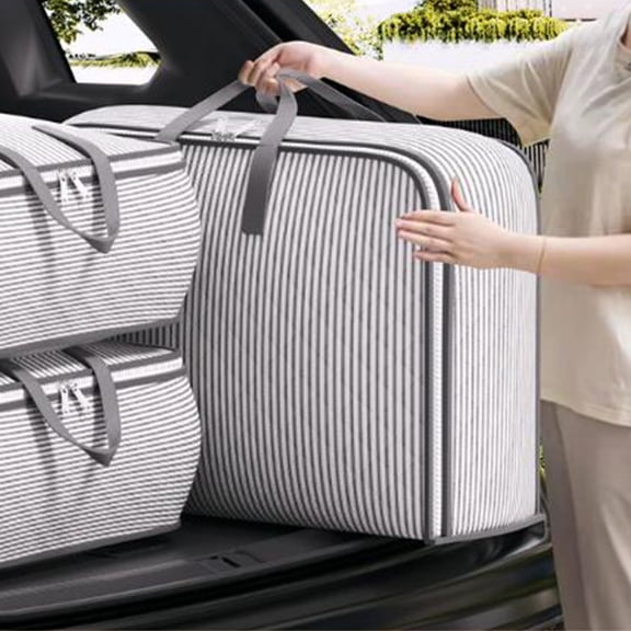 Large Capacity Clothes Blanket Storage Bags, Heavy Duty Organizer with Reinforced Handles & Double Zipper, Extra Big Space Saving Tote for Home Travel