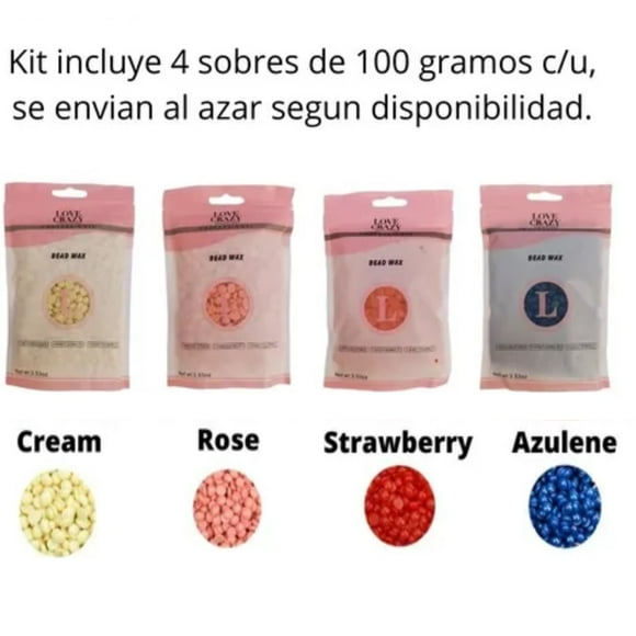Kit Cera Española 400grs, 4 Sobres, Depilación Piernas Brazos Circulo Cera