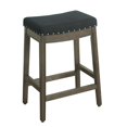 thumbnail image 1 of HomePop Blake Backless Nailhead Trim Counter Height Barstool, 24-inch, Blue, 1 of 4