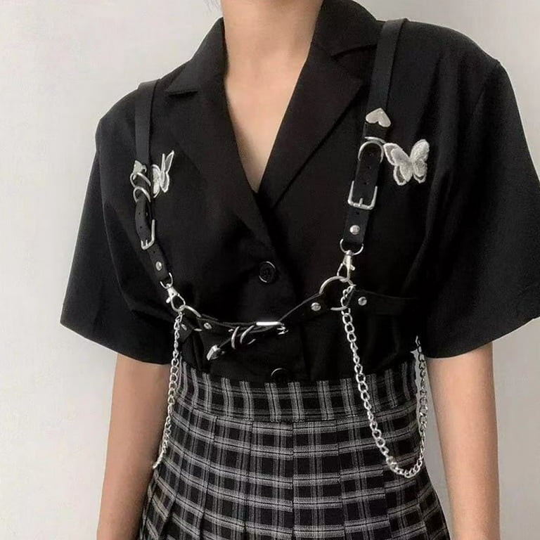 Women Punk Waist Chain Belt Black,Adjustable Body Chain Gothic Belly Waist  Belt Rock PU Leather Layered Belt for Girls Dress Halloween Costume :  : Clothing, Shoes & Accessories