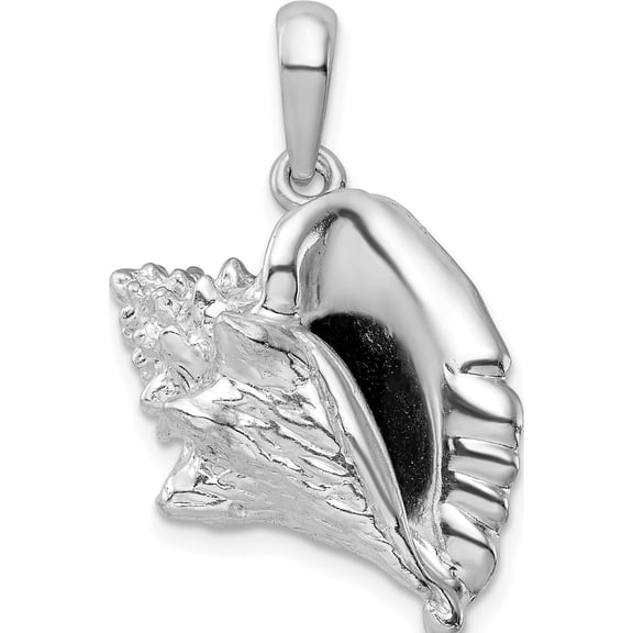 Sterling Silver Polished 3D Large Conch Shell Pendant(Length 28.23) - Jbsp