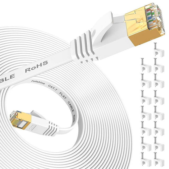 shiyou-Ethernet Cable 25 ft, Supports Cat 8/ Cat 7 High Speed Flat Design Long Ethernet Cable, Shielded RJ45 Network Cable for Routers, PS4, Backward Compatible with Cat 6e/Cat6/Cat 5e/Cat5