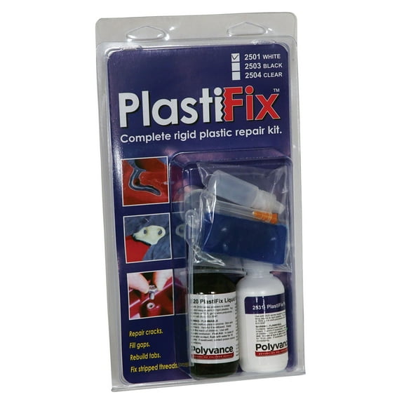 Polyvance 2504 PlastiFix Kit Clear Rigid Plastic Repair Kit with 8 Components