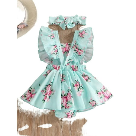 

Boho All Over Print Square Neck Pinafore Sleeveless Mint Green Baby Dresses (Baby s)