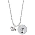 thumbnail image 1 of Delight Jewelry Silvertone Mini Running Horse Silvertone Script Initial Disc - T - Charm Necklace, 20"+3", 1 of 4