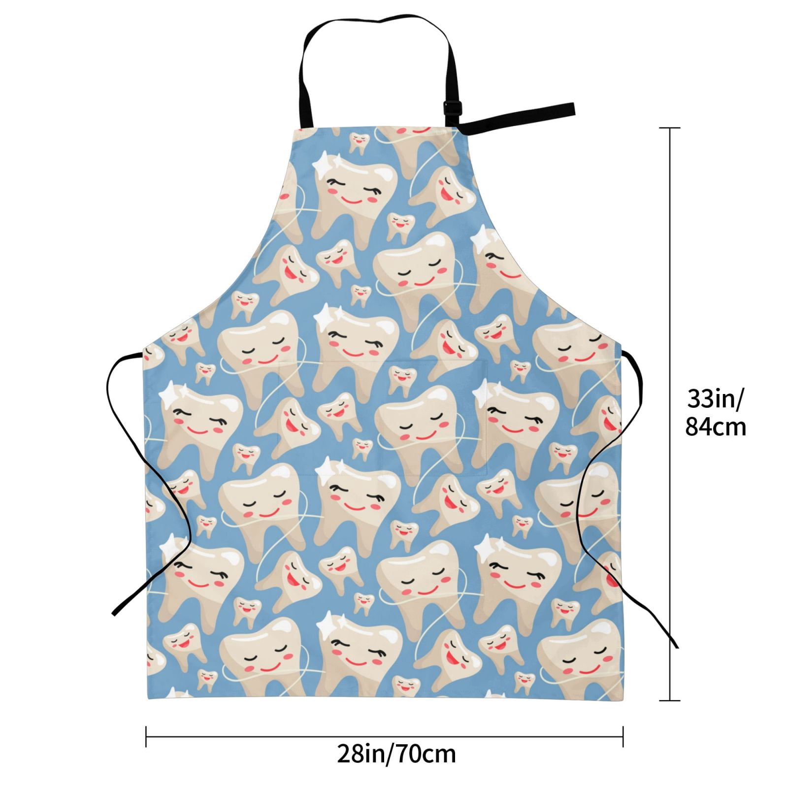 Kdxio Funny Cute Healthy Teeth Apron with Pockets Adjustable Kitchen Aprons for Men Women Waterproof Aprons for Cooking,Drawing,Crafting, Baking Household Cleaning