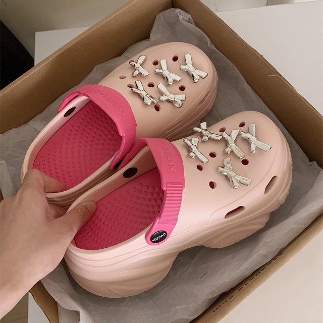 Sandalias de suela gruesa con agujeros para mujer, zapatos de playa de tendencia, de Eva, cómodos, de verano, de moda, suelas suaves, para exteriores, suela gruesa