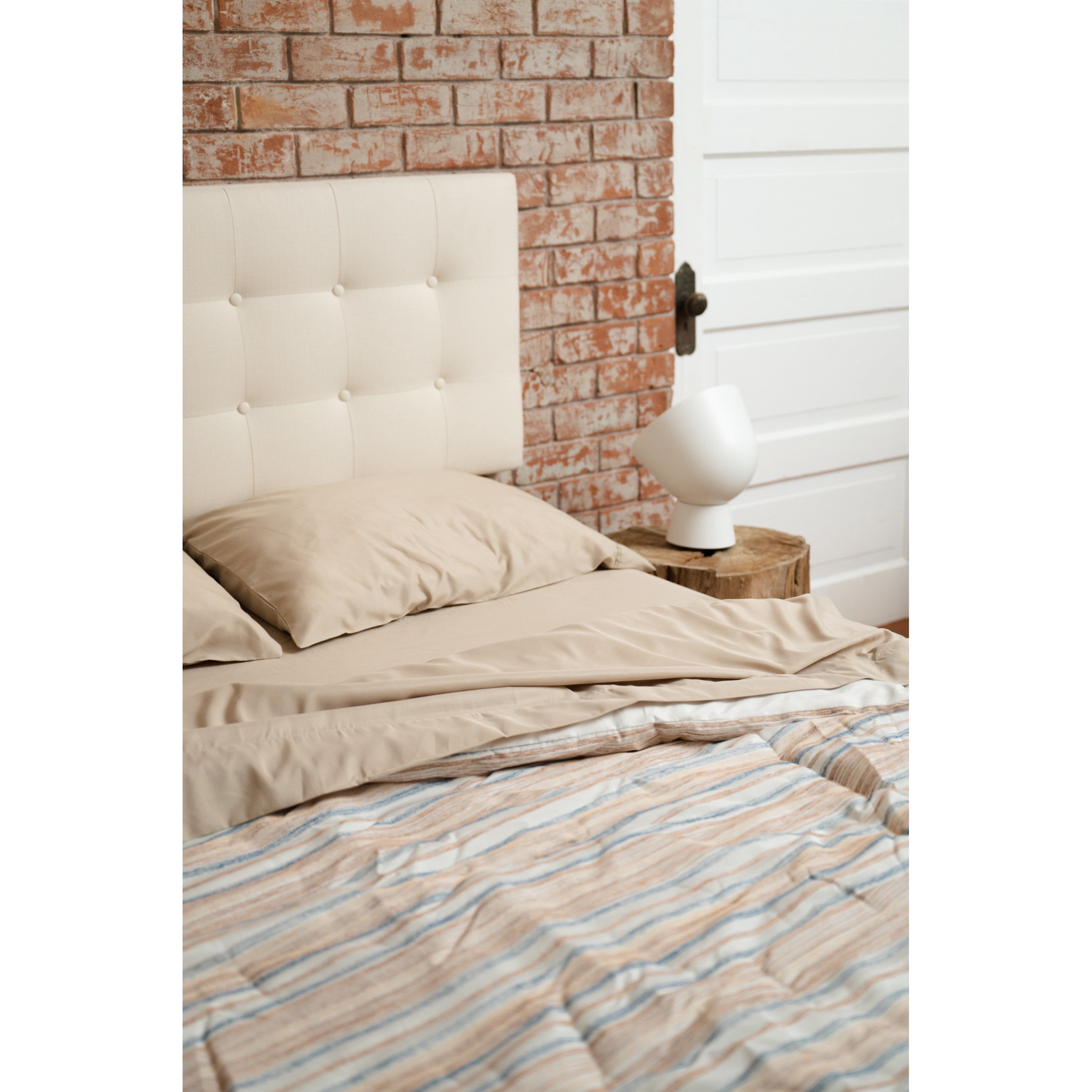 4-Piece Khaki Microplush and Bamboo Queen Hypoallergenic Sheet Set 66061