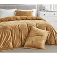 thumbnail image 3 of Chezmoi Collection Piers 3-Piece Caramel Gold Distressed Velvet Duvet Cover Set Queen Size with Button Closure and 8 Corner Ties, Soft Washed Microfiber Reverse Comforter Cover, 3 of 9