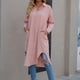 thumbnail image 5 of Cárdigan de solapa de color sólido de algodón y lino de moda casual para mujer Top de camisa con bolsillo largo Fridja  po2709, 5 of 8