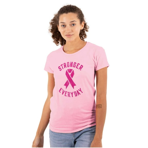 Breast Cancer Stronger Everyday Womens Slim Fit Graphic Tee Brisco Brands S