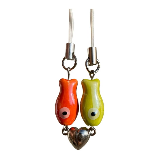 Hearth & Gear Matching Ceramic Green Fish Keychain Double Set Phone Bag Pendant Valentine's Day Suction Pendant Keychain