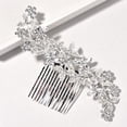 thumbnail image 2 of Namzi Bridal Flower Wedding Hair Pins Crystal Pearl Hair Combs Clips Headpiece Gold Wedding Hair Accessories Jewelry with Rhinestone for Brides Bridesmaids Women Girls (Silvery), 2 of 2