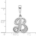 thumbnail image 2 of Pendentif Initiale B en Filigrane Poli Solide en Or Blanc 14K, 2 of 2