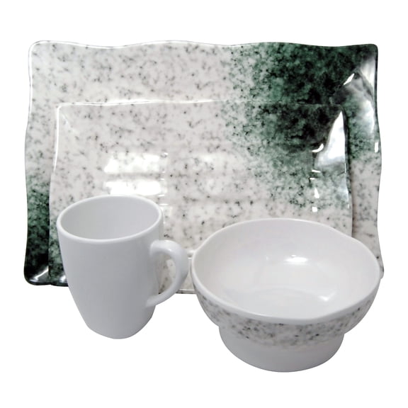 LCM Home Fashions 4-Piece Melamine Dinnerware Set - Marble