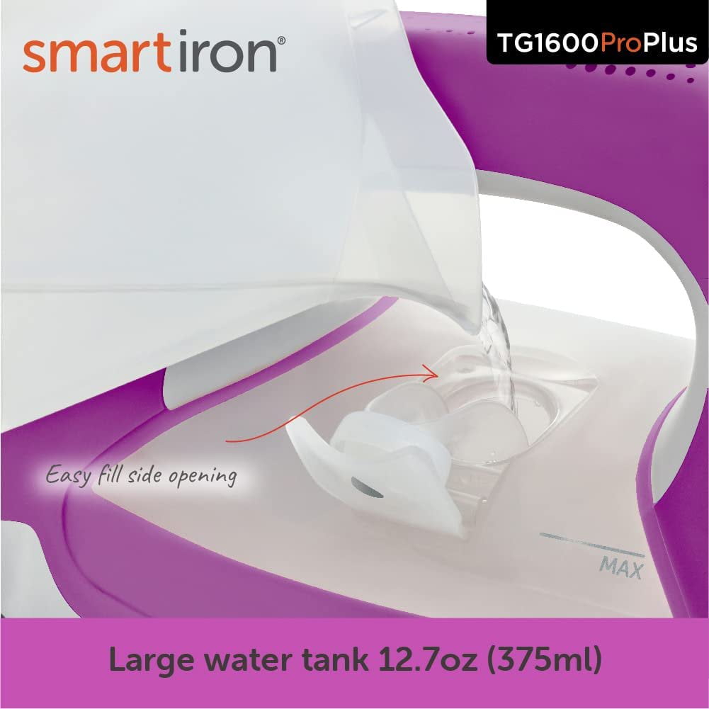 Oliso TG1600 Pro Plus 1800 Watt SmartIron with Auto Lift - for Clothes, Sewing, Quilting and Crafting Ironing | Diamond Ceramic-Flow Soleplate Steam Iron, Orchid