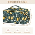 thumbnail image 4 of FORMRS Makeup Bag Travel Cosmetic Organizer for Women Fold Flat Zipper Pouch with Handle, Blue Floral Lemons, 4 of 8