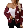 thumbnail image 6 of Cardigan Sweaters for Women Valentine's Day Sweater Cute Heart Print Long Sleeve Open Front Buton Down Soft Fall Knitted Cardigan S-XL Alsol Laemsa, 6 of 6