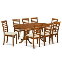 East West Furniture PLML9-SBR-C 9 Pc Dining room set-Dining Table plus 8 Dining Chairs