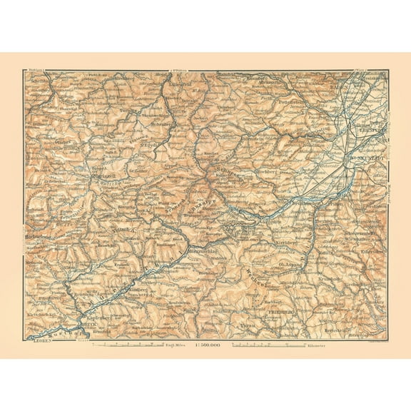 Historic Map - Murzthal Austria - Baedeker 1896 - 30.82 x 23 - Vintage Wall Art