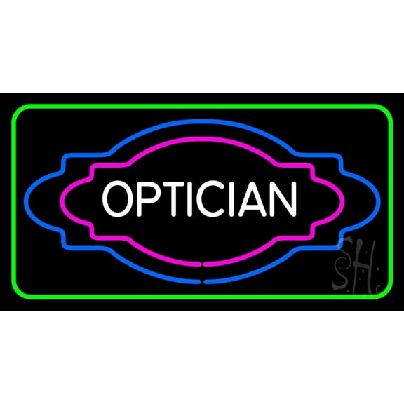 Optician LED Neon Sign 20 x 37 - inches, Black Square Cut Acrylic Backing, with Dimmer - Bright and Premium built indoor LED Neon Sign for Defence Force.