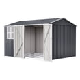 thumbnail image 3 of 10x8FT Outdoor Steel Storage Shed - Lockable Doors & Clear Window for Garden/Patio Tools, 3 of 14