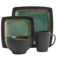 thumbnail image 2 of Gibson Elite Ocean Paradise 16Pc Square Glazed Dinnerware Kitchen Dish Set, Jade, 2 of 6
