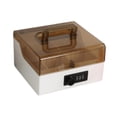 thumbnail image 2 of Caja de almacenamiento de sellos Organizador de sellos Elegante caja de seguridad portátil con cerradura profesional para sellos financieros Oficina Café con leche, 2 of 8