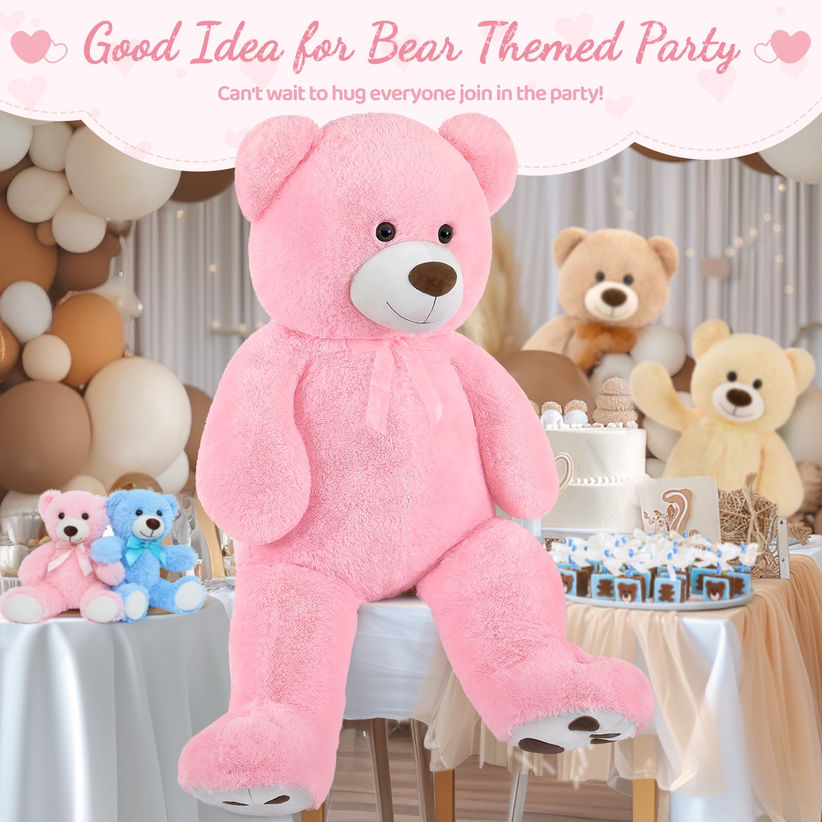 MaoGoLan 51" Giant Pink Teddy Bear Stuffed Animal Plush Soft Toy