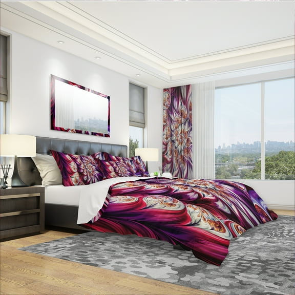 Designart 'Lavender Floral Pyramid' Modern & Contemporary Duvet Cover Set