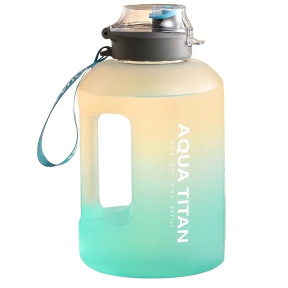 lhwanj Gym Water Bottle with Straw and Time Marker for Work, Hiking, Gym Large Capacity for Men and Women