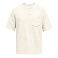 thumbnail image 6 of Havenx Henley Shirts for Men Waffle Short Sleeve Shirts 3 Button Solid Color Tees with Chest Pocket Lightweight Basic Loose Breathable Workout Pullover T-Shirts,Beige 3XL, 6 of 6