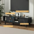 thumbnail image 3 of Wooden Fluted TV Stand for 55 65 70 inch TV, Long & Large TV Media Console Table with Storage Cabinets, Boho Farmhouse Entertainment Center for Living Room, Bedroom - Black, 3 of 16