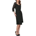 thumbnail image 4 of INSPIRE CHIC Women's Lace Formal Dress 3/4 Sleeves Sweetheart Neck Irregular Hem Cocktail Evening Dresses L Black, 4 of 6