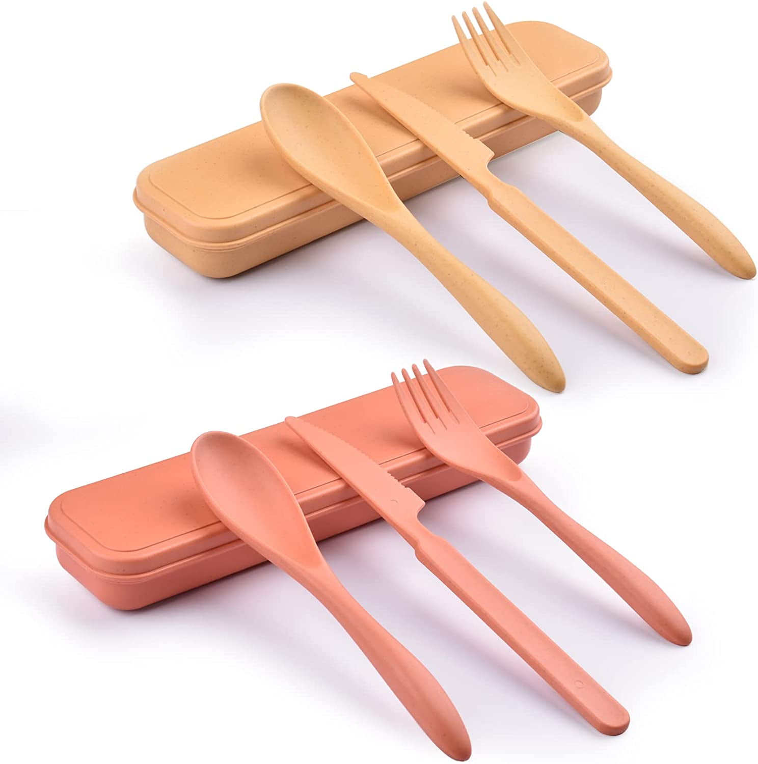 2 Sets Reusable Utensil Set with Case, Portable Camping Fork Knife