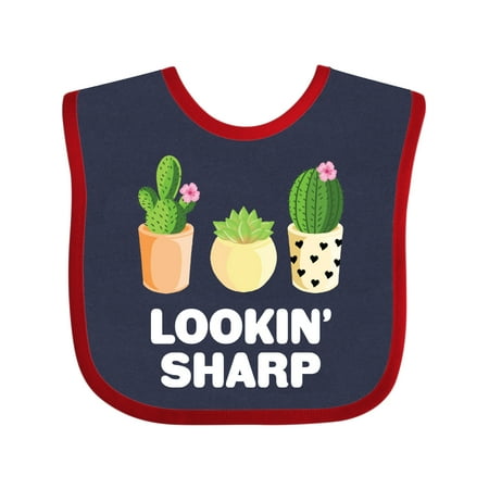 

Inktastic Lookin Sharp with Cacti and Succulent Gift Baby Boy or Baby Girl Bib